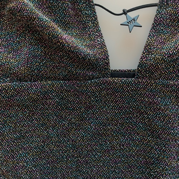 NWT White Fox Boutique High Leg One Piece Swimsuit in Rainbow Lurex | Medium - Picture 4 of 5